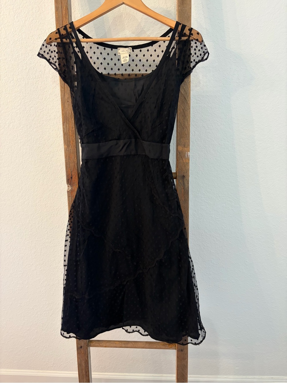 Viola Black Dot Mesh A-Line Dress